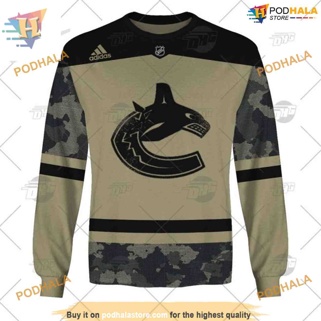Custom Camo Military Jersey NHL Vancouver Canucks Hoodie 3D Custom Camo Military Jersey NHL Vancouver Canucks Hoodie 3D