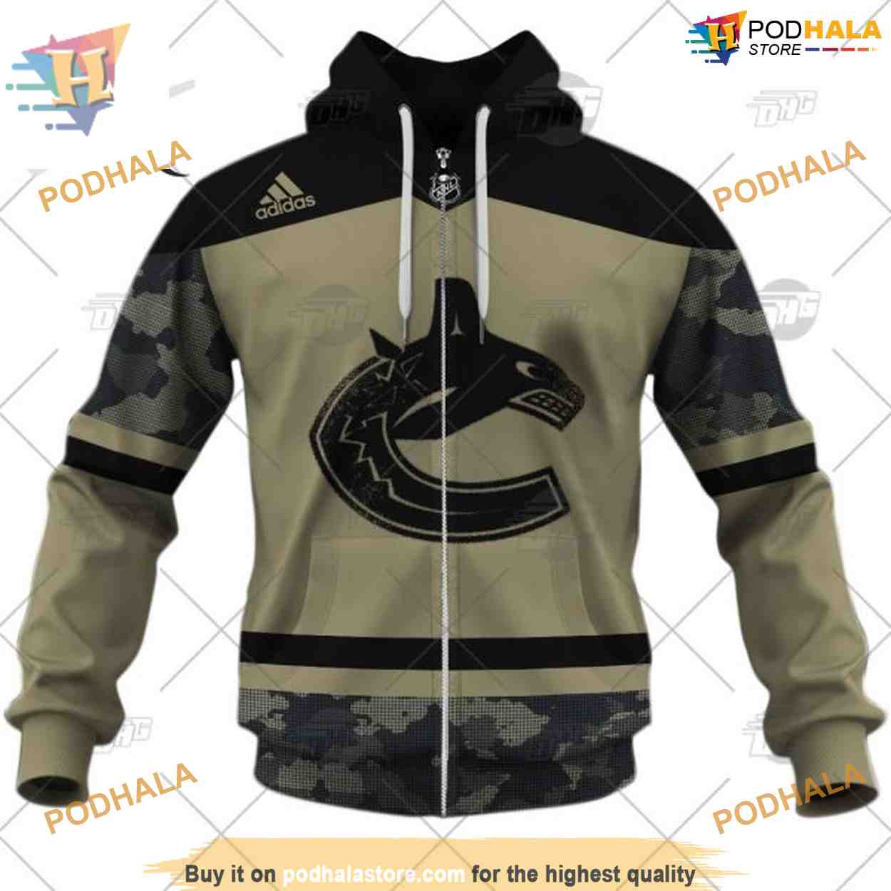 Custom Camo Military Jersey NHL Vancouver Canucks Hoodie 3D Custom Camo Military Jersey NHL Vancouver Canucks Hoodie 3D