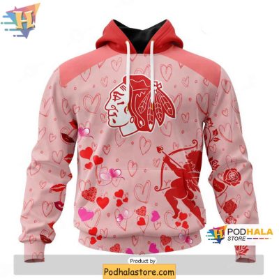Custom Chicago Blackhawks 3D Hoodie, Romantic NHL Gift for Valentines Day