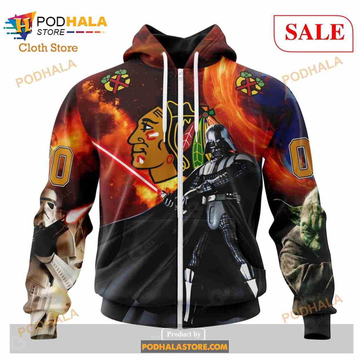 Custom Chicago BlackHawks Design X Star War Sweatshirt NHL Hoodie 3D Custom Chicago BlackHawks Design X Star War Sweatshirt NHL Hoodie 3D