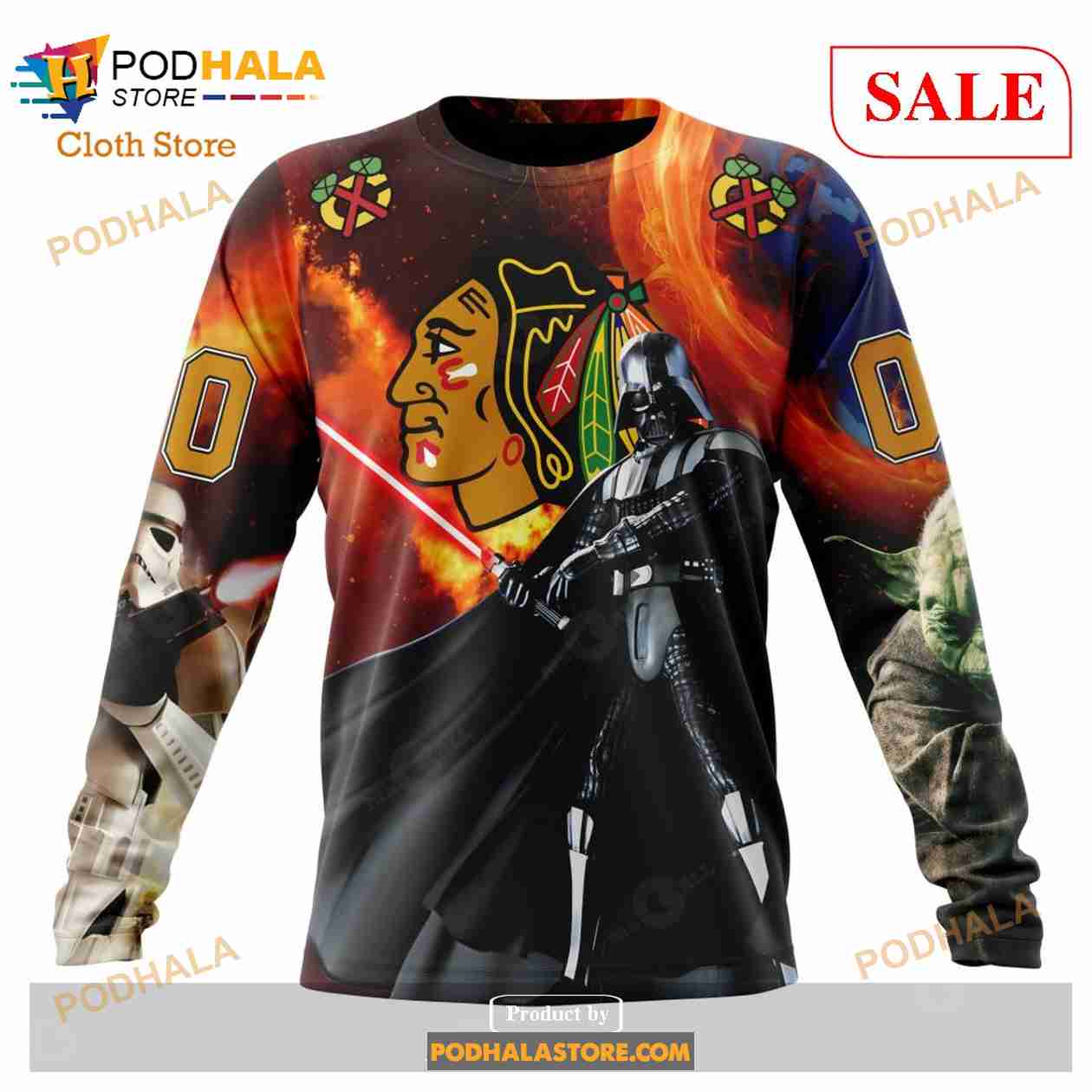 Custom Chicago BlackHawks Design X Star War Sweatshirt NHL Hoodie 3D Custom Chicago BlackHawks Design X Star War Sweatshirt NHL Hoodie 3D