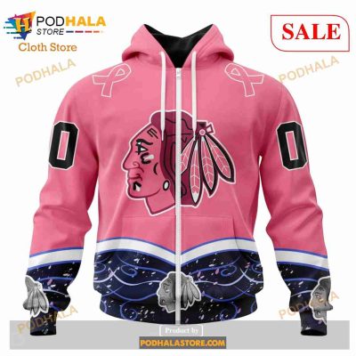 Custom Chicago BlackHawks Fights Cancer Sweatshirt NHL Hoodie 3D