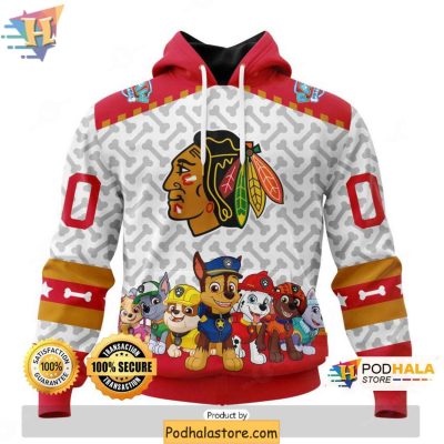 Custom Chicago Blackhawks Hoodie with Unique Paw Patrol Inspired 3D Design