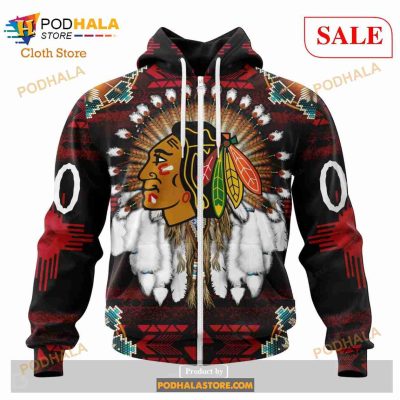 Custom Chicago Blackhawks Native Costume Sweatshirt NHL Hoodie 3D