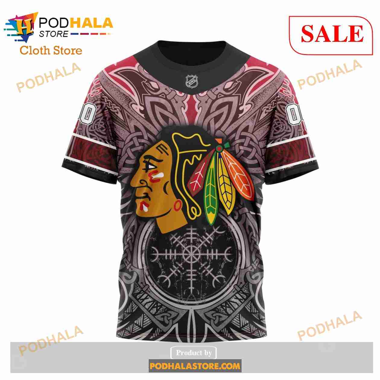 Custom Chicago Blackhawks Norse Viking Symbols Sweatshirt NHL Hoodie 3D Custom Chicago Blackhawks Norse Viking Symbols Sweatshirt NHL Hoodie 3D