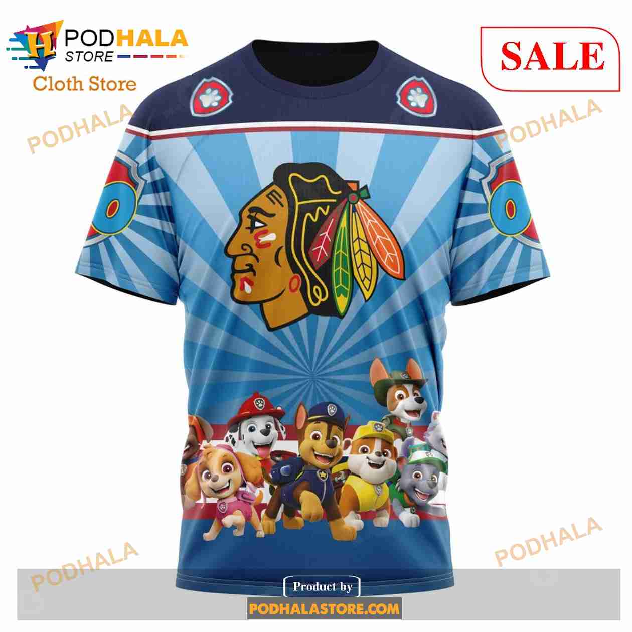 Custom Chicago Blackhawks Paw Patrol Kits Sweatshirt NHL Hoodie 3D Custom Chicago Blackhawks Paw Patrol Kits Sweatshirt NHL Hoodie 3D