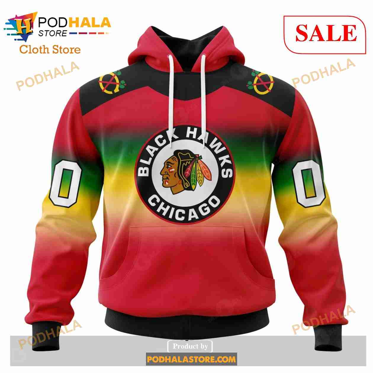 Custom Chicago Blackhawks Retro Gradient Design Sweatshirt NHL Hoodie 3D Custom Chicago Blackhawks Retro Gradient Design Sweatshirt NHL Hoodie 3D