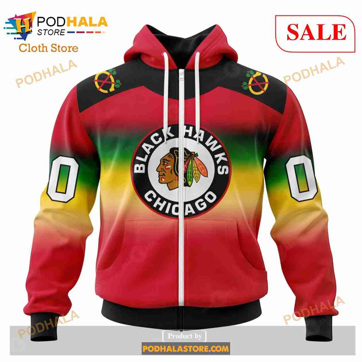 Custom Chicago Blackhawks Retro Gradient Design Sweatshirt NHL Hoodie 3D Custom Chicago Blackhawks Retro Gradient Design Sweatshirt NHL Hoodie 3D