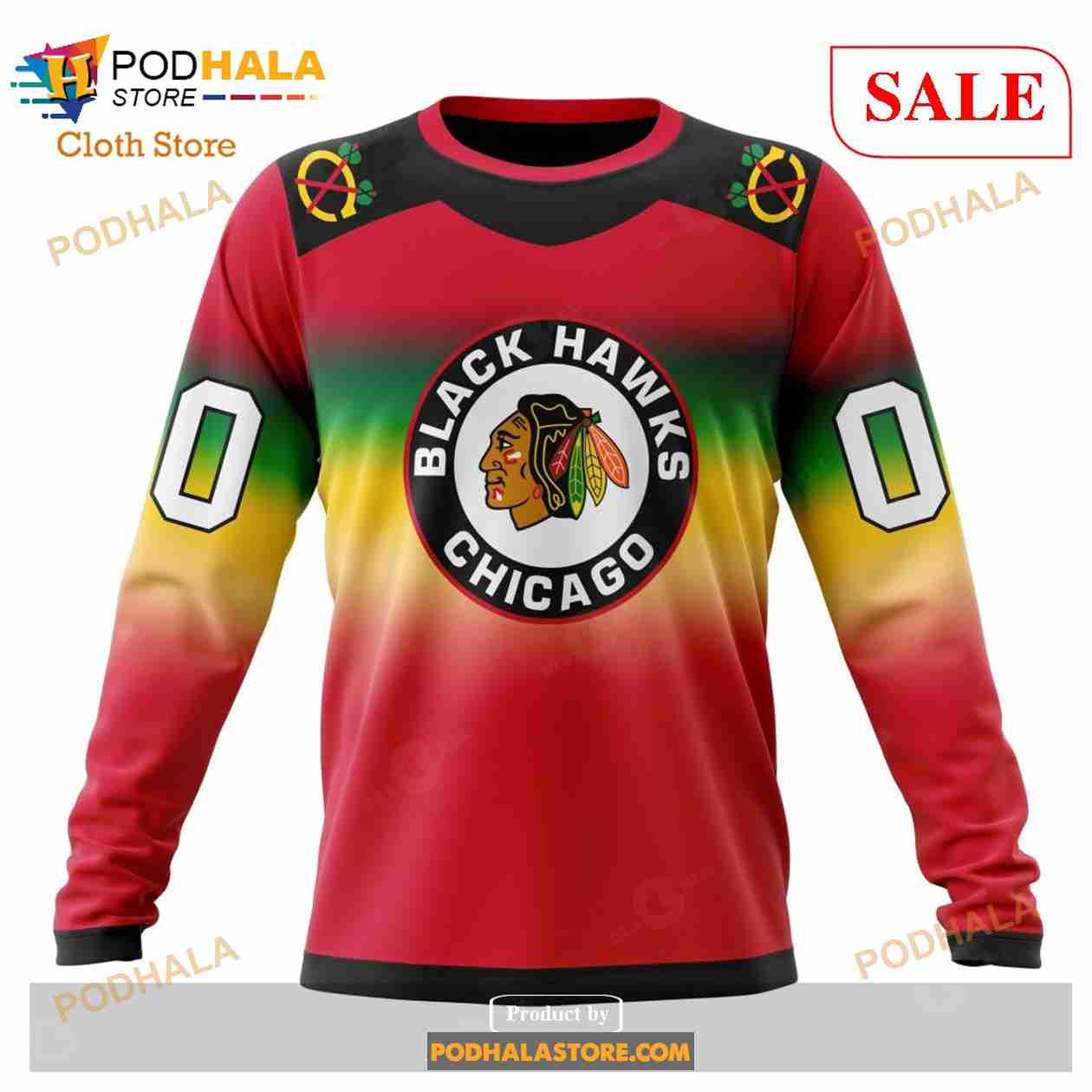 Custom Chicago Blackhawks Retro Gradient Design Sweatshirt NHL Hoodie 3D Custom Chicago Blackhawks Retro Gradient Design Sweatshirt NHL Hoodie 3D