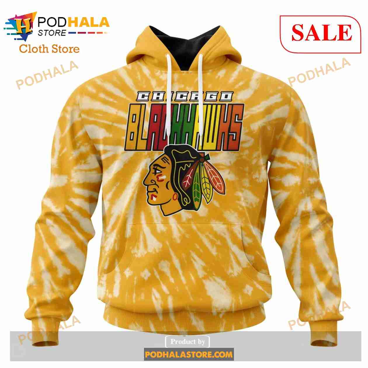 Custom Chicago Blackhawks Retro Vintage Tie Dye Sweatshirt NHL Hoodie 3D Custom Chicago Blackhawks Retro Vintage Tie Dye Sweatshirt NHL Hoodie 3D