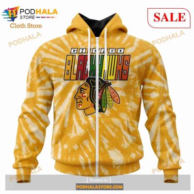 Custom Chicago Blackhawks Retro Vintage Tie Dye Sweatshirt NHL Hoodie 3D