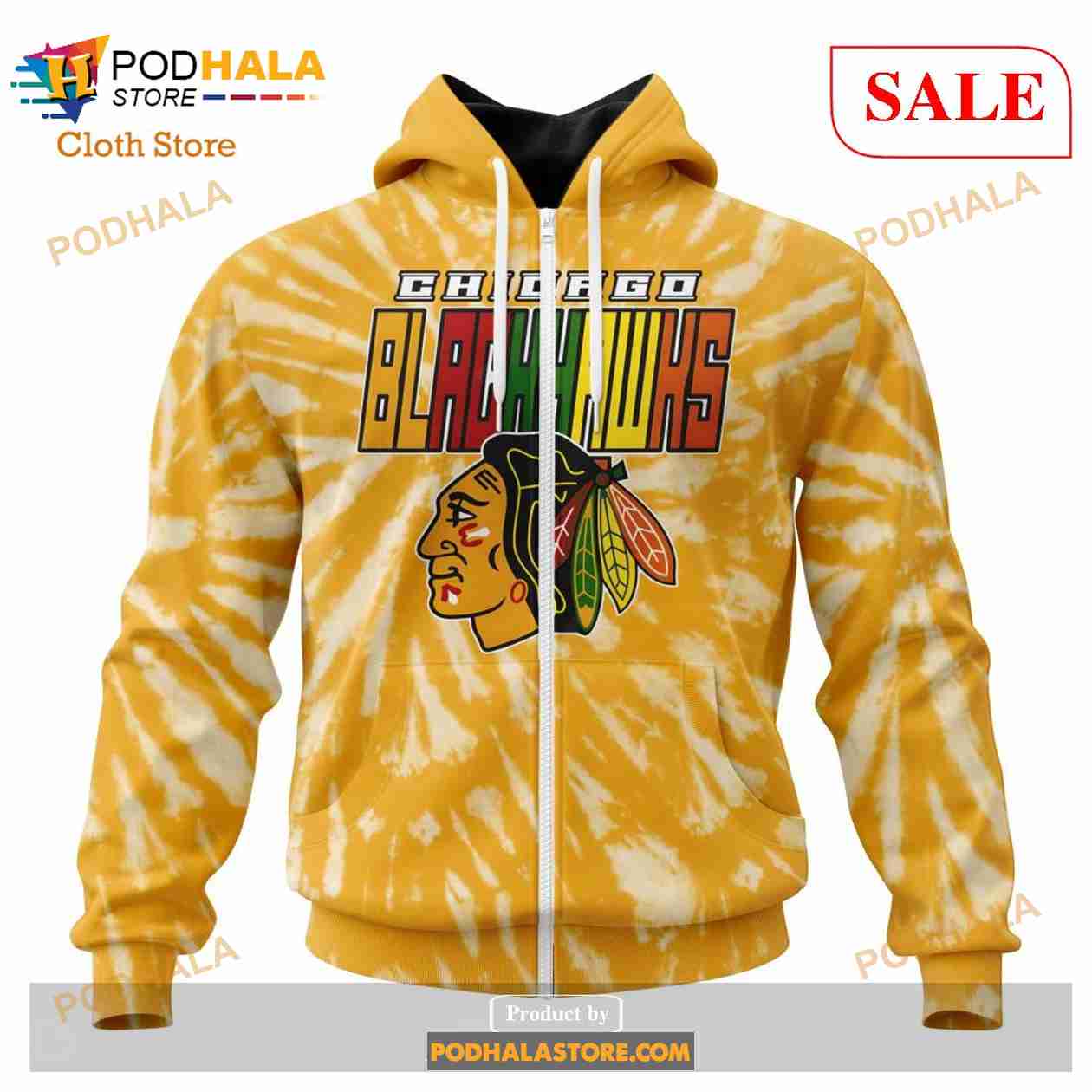 Custom Chicago Blackhawks Retro Vintage Tie Dye Sweatshirt NHL Hoodie 3D Custom Chicago Blackhawks Retro Vintage Tie Dye Sweatshirt NHL Hoodie 3D