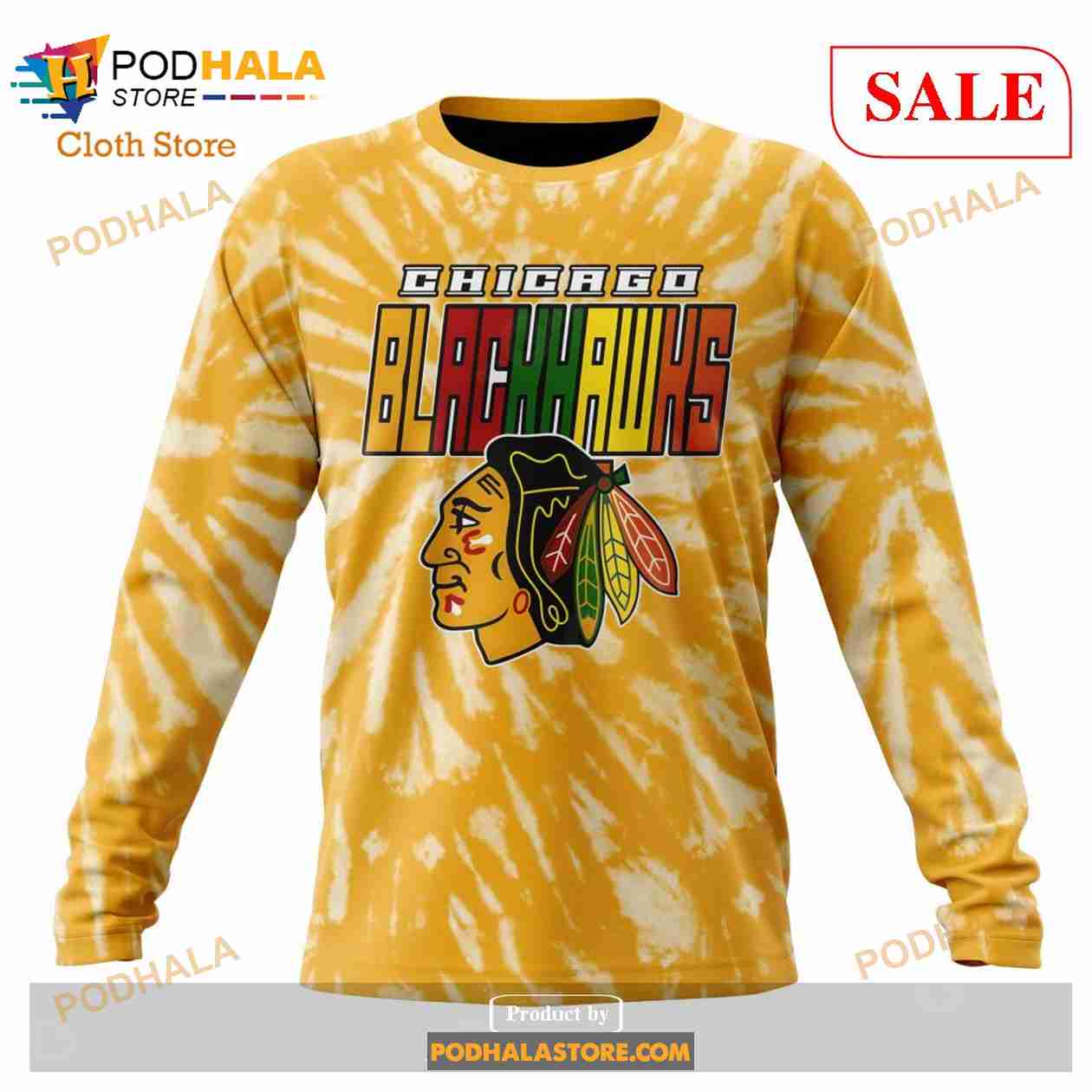 Custom Chicago Blackhawks Retro Vintage Tie Dye Sweatshirt NHL Hoodie 3D Custom Chicago Blackhawks Retro Vintage Tie Dye Sweatshirt NHL Hoodie 3D