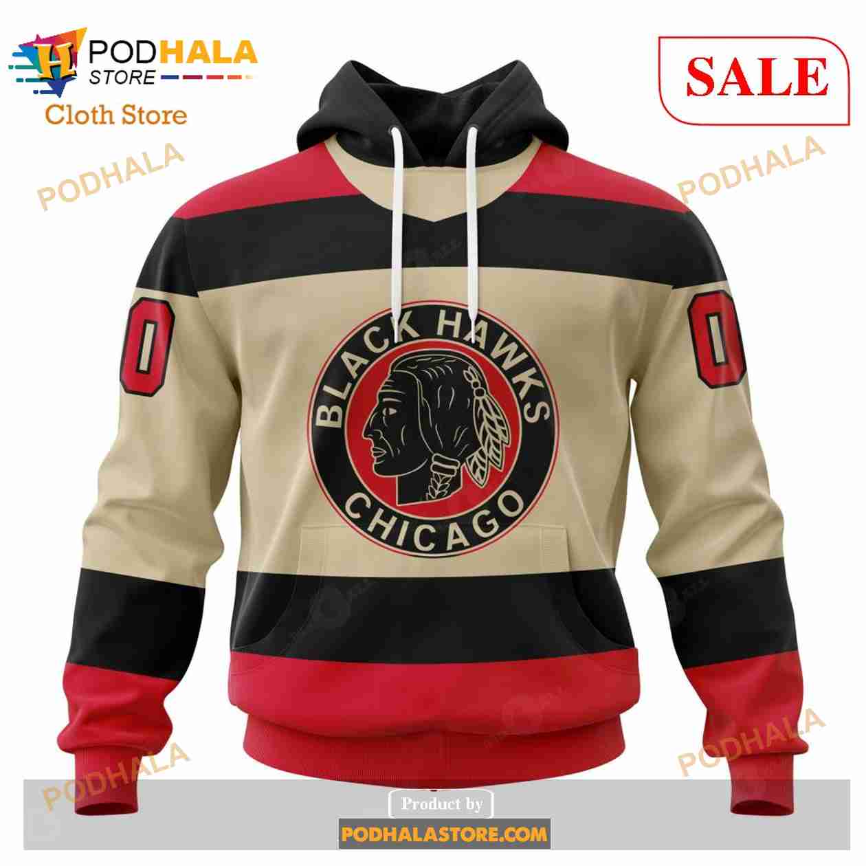 Custom Chicago BlackHawks Unisex Retro Concepts Sweatshirt NHL Hoodie 3D Custom Chicago BlackHawks Unisex Retro Concepts Sweatshirt NHL Hoodie 3D