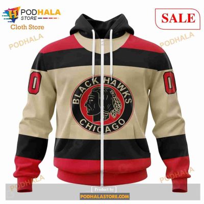 Custom Chicago BlackHawks Unisex Retro Concepts Sweatshirt NHL Hoodie 3D