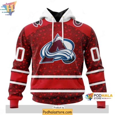 Custom Colorado Avalanche 3D Hoodie, Valentines Day NHL Gift for Fans