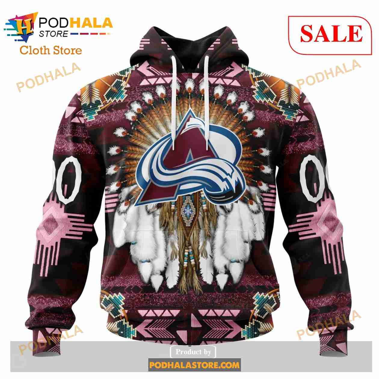 Custom Colorado Avalanche Native Costume Sweatshirt NHL Hoodie 3D Custom Colorado Avalanche Native Costume Sweatshirt NHL Hoodie 3D
