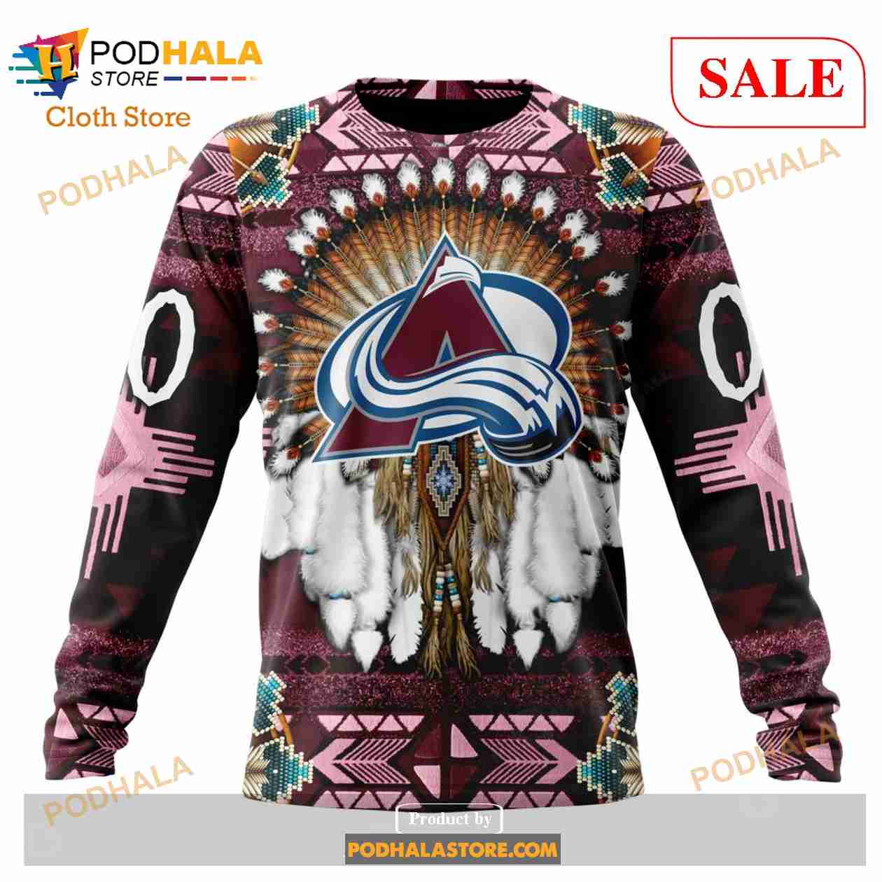 Custom Colorado Avalanche Native Costume Sweatshirt NHL Hoodie 3D Custom Colorado Avalanche Native Costume Sweatshirt NHL Hoodie 3D