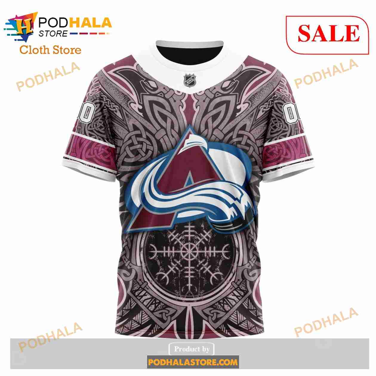 Custom Colorado Avalanche Norse Viking Symbols Sweatshirt NHL Hoodie 3D Custom Colorado Avalanche Norse Viking Symbols Sweatshirt NHL Hoodie 3D