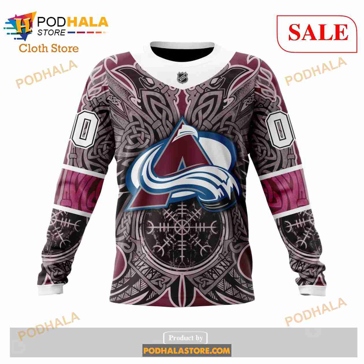Custom Colorado Avalanche Norse Viking Symbols Sweatshirt NHL Hoodie 3D Custom Colorado Avalanche Norse Viking Symbols Sweatshirt NHL Hoodie 3D