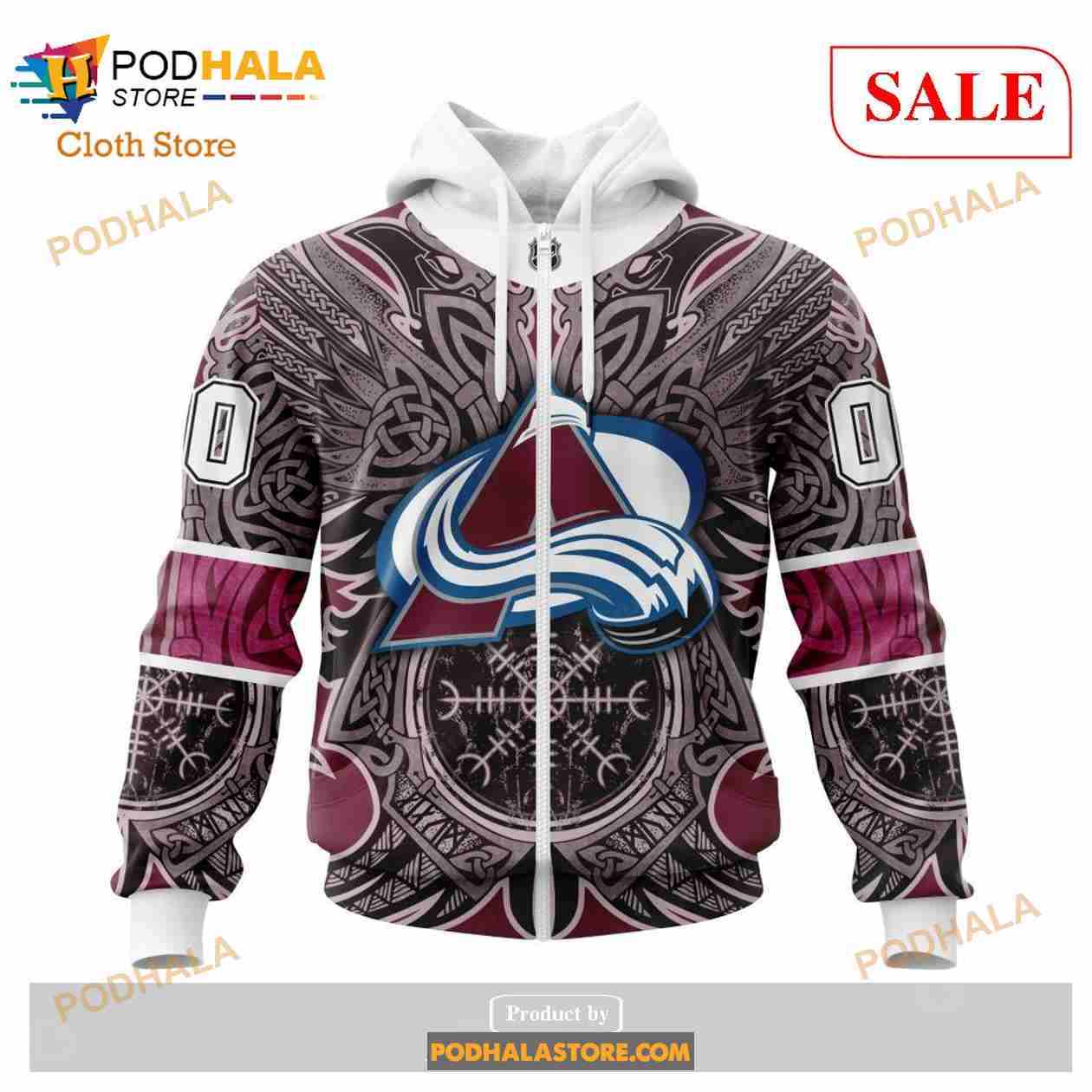 Custom Colorado Avalanche Norse Viking Symbols Sweatshirt NHL Hoodie 3D Custom Colorado Avalanche Norse Viking Symbols Sweatshirt NHL Hoodie 3D