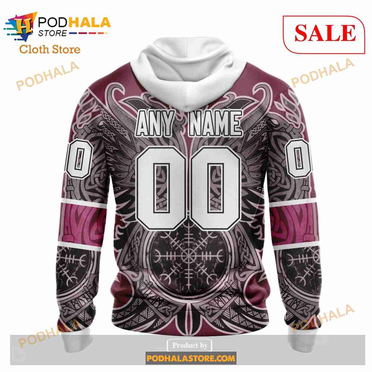 Custom Colorado Avalanche Norse Viking Symbols Sweatshirt NHL Hoodie 3D Custom Colorado Avalanche Norse Viking Symbols Sweatshirt NHL Hoodie 3D
