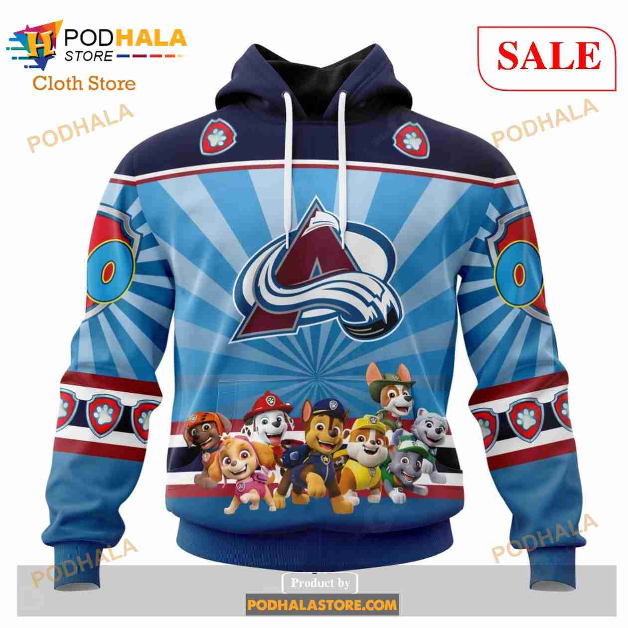 Custom Colorado Avalanche Paw Patrol Sweatshirt NHL Hoodie 3D Custom Colorado Avalanche Paw Patrol Sweatshirt NHL Hoodie 3D