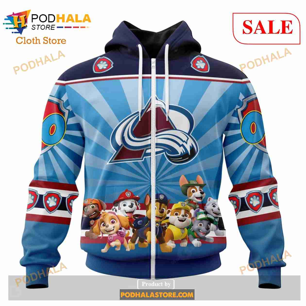 Custom Colorado Avalanche Paw Patrol Sweatshirt NHL Hoodie 3D Custom Colorado Avalanche Paw Patrol Sweatshirt NHL Hoodie 3D