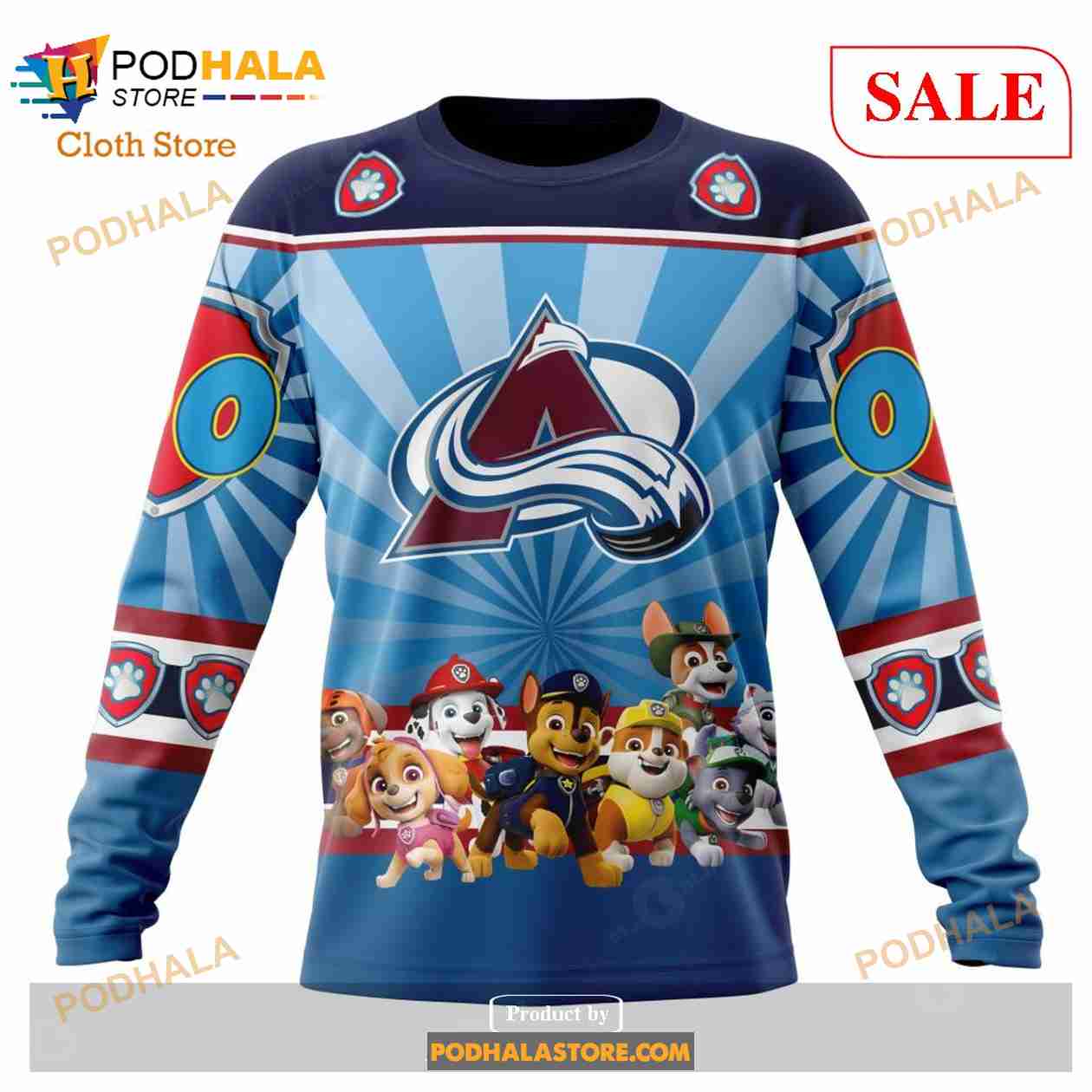 Custom Colorado Avalanche Paw Patrol Sweatshirt NHL Hoodie 3D Custom Colorado Avalanche Paw Patrol Sweatshirt NHL Hoodie 3D
