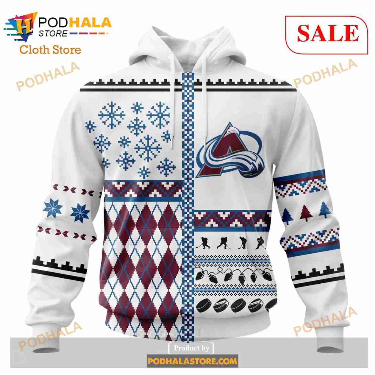 Custom Colorado Avalanche Unisex Christmas Sweatshirt NHL Hoodie 3D Custom Colorado Avalanche Unisex Christmas Sweatshirt NHL Hoodie 3D