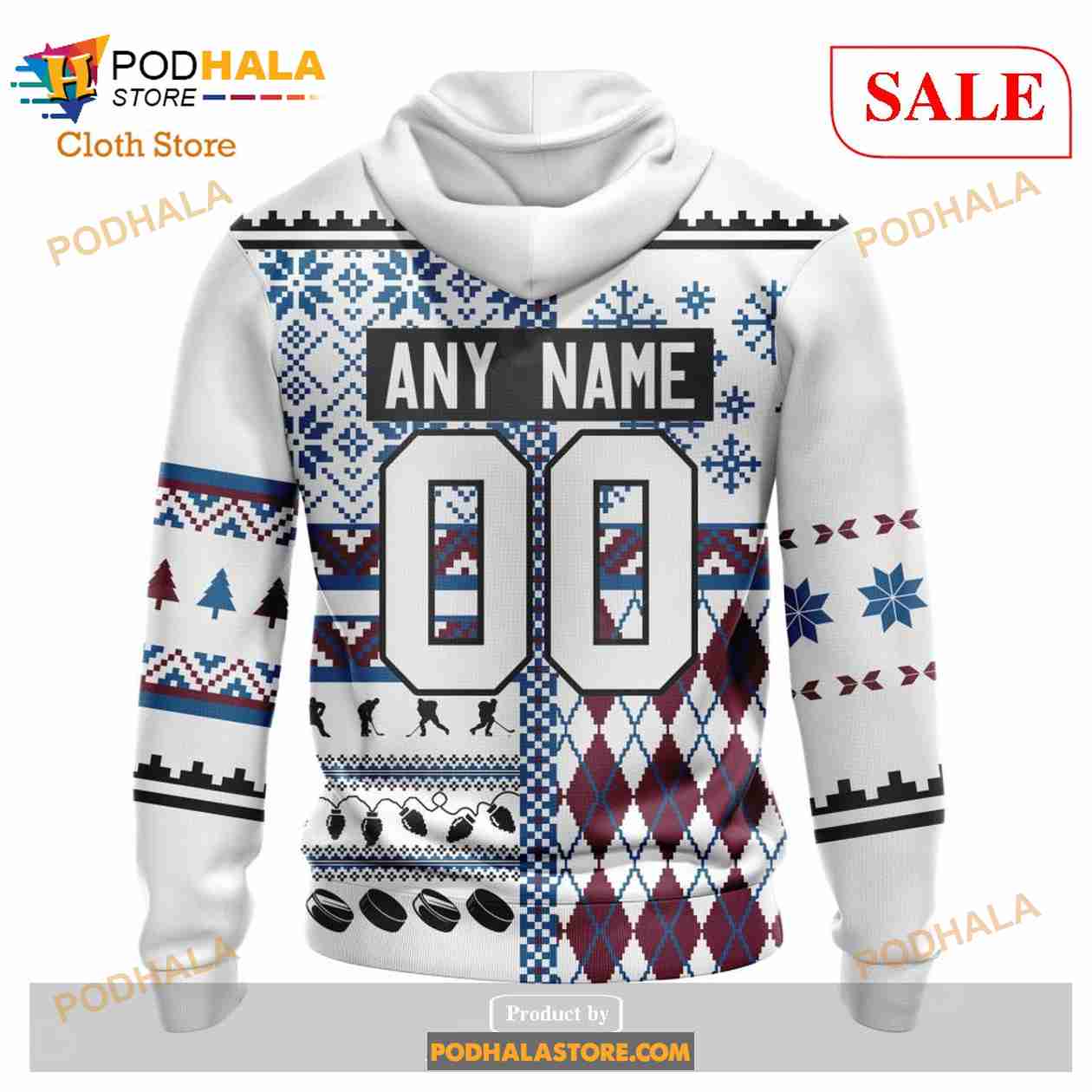 Custom Colorado Avalanche Unisex Christmas Sweatshirt NHL Hoodie 3D Custom Colorado Avalanche Unisex Christmas Sweatshirt NHL Hoodie 3D