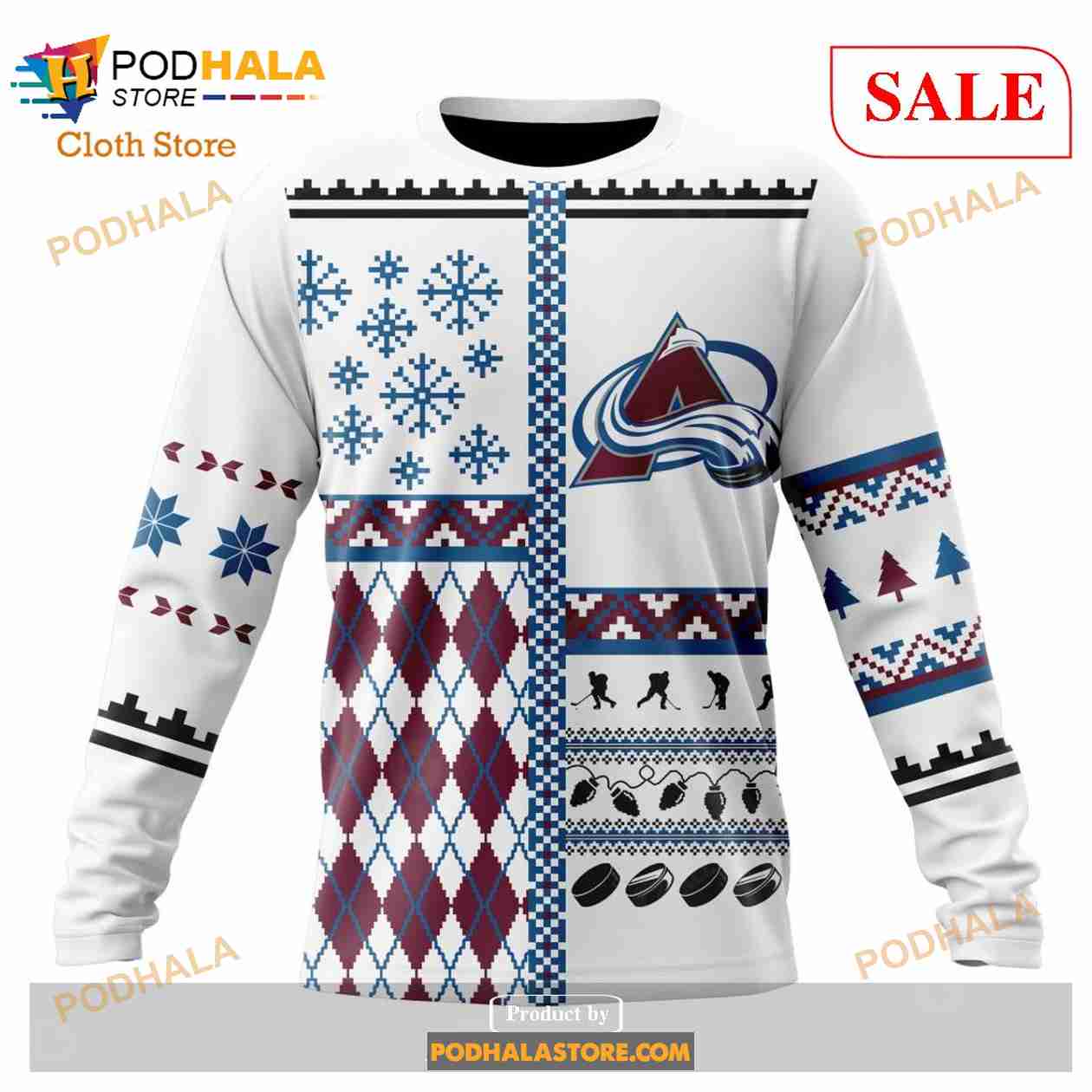 Custom Colorado Avalanche Unisex Christmas Sweatshirt NHL Hoodie 3D Custom Colorado Avalanche Unisex Christmas Sweatshirt NHL Hoodie 3D