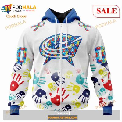 Custom Columbus Blue Jackets Autism Awareness Design Sweatshirt NHL Hoodie 3D