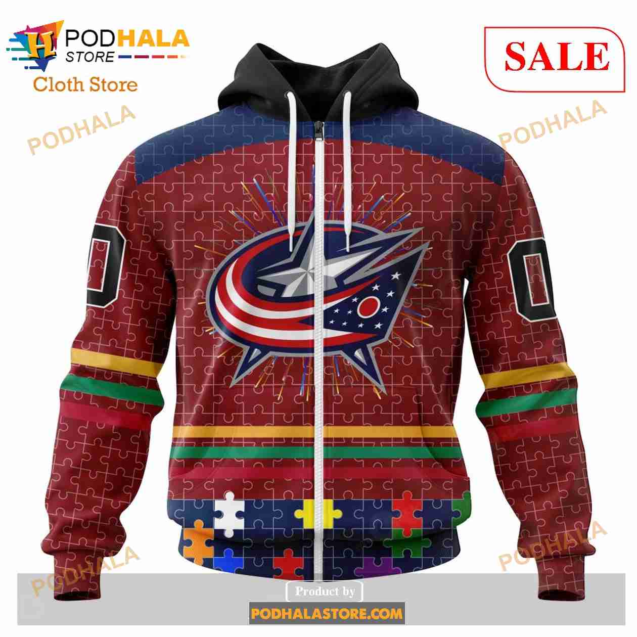 Custom Columbus Blue Jackets Fearless Aganst Autism Sweatshirt NHL Hoodie 3D Custom Columbus Blue Jackets Fearless Aganst Autism Sweatshirt NHL Hoodie 3D