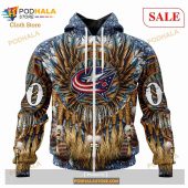Custom Columbus Blue Jackets Native Costume Design Sweatshirt Nhl Hoodie 3d 2.jpg - demo10