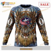 Custom Columbus Blue Jackets Native Costume Design Sweatshirt Nhl Hoodie 3d 4.jpg - demo10