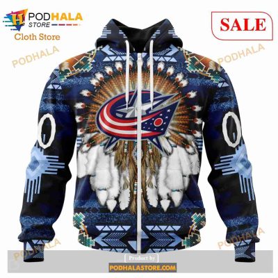 Custom Columbus Blue Jackets Native Costume Sweatshirt NHL Hoodie 3D