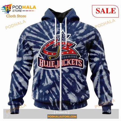 Custom Columbus Blue Jackets Retro Vintage Tie Dye Sweatshirt NHL Hoodie 3D