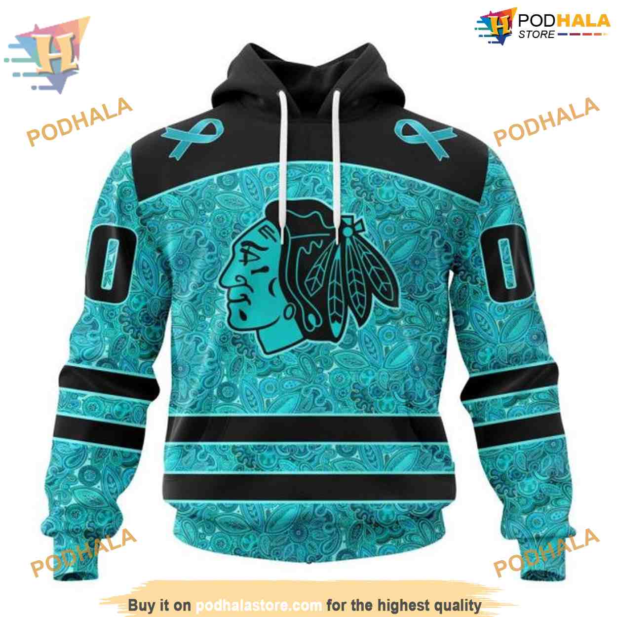 Custom Design Fight Ovarian Cancer NHL Chicago Blackhawks Hoodie 3D Custom Design Fight Ovarian Cancer NHL Chicago Blackhawks Hoodie 3D