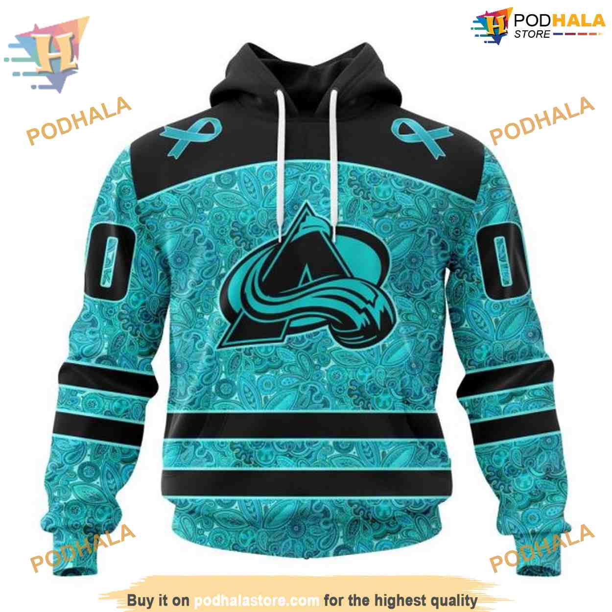 Custom Design Fight Ovarian Cancer NHL Colorado Avalanche Hoodie 3D Sweatshirt Custom Design Fight Ovarian Cancer NHL Colorado Avalanche Hoodie 3D Sweatshirt