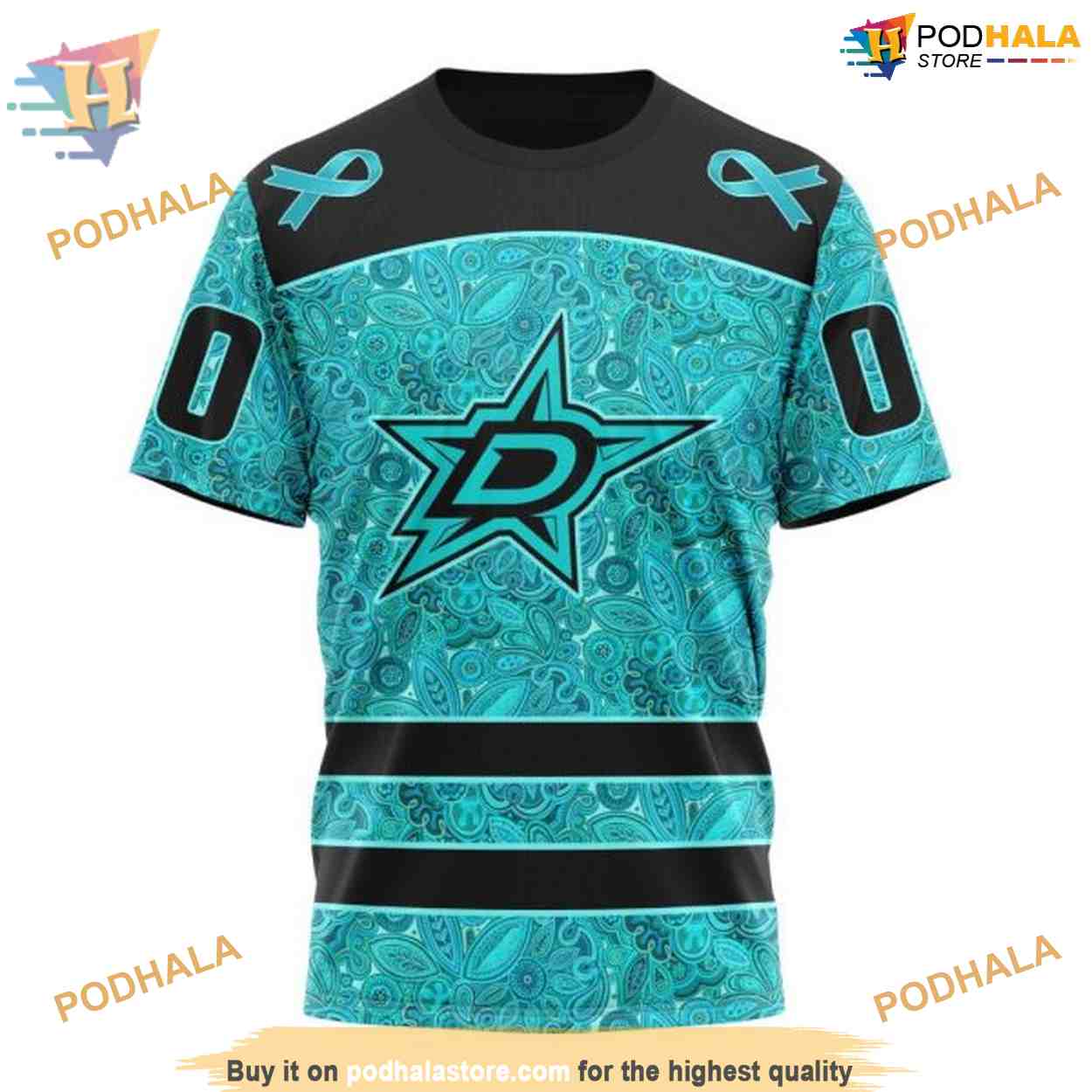 Custom Design Fight Ovarian Cancer NHL Dallas Stars Hoodie 3D Custom Design Fight Ovarian Cancer NHL Dallas Stars Hoodie 3D