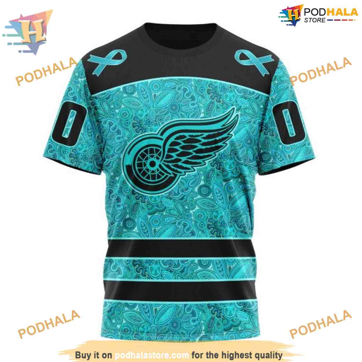 Custom Design Fight Ovarian Cancer NHL Detroit Red Wings Hoodie 3D Custom Design Fight Ovarian Cancer NHL Detroit Red Wings Hoodie 3D