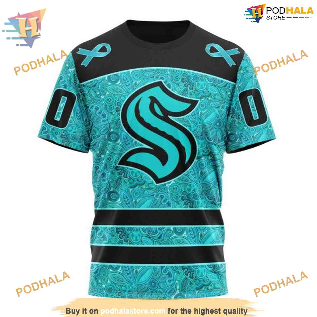 Custom Design Fight Ovarian Cancer NHL Seattle Kraken Hoodie 3D Custom Design Fight Ovarian Cancer NHL Seattle Kraken Hoodie 3D