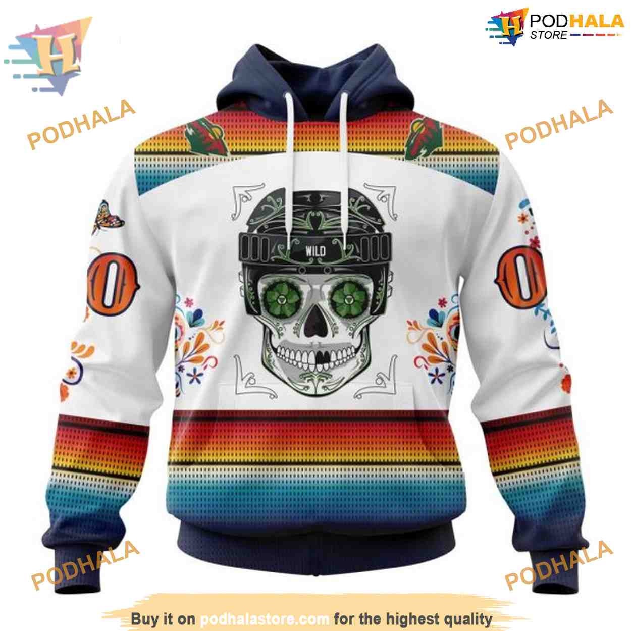 Custom Design For Dia De Los Muertos NHL Minnesota Wild Hoodie 3D Custom Design For Dia De Los Muertos NHL Minnesota Wild Hoodie 3D