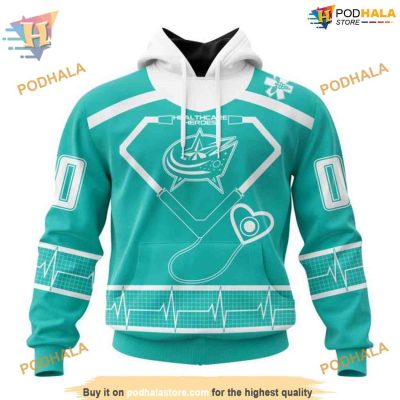 Custom Design Honoring Healthcare Heroes NHL Columbus Blue Jackets Hoodie 3D