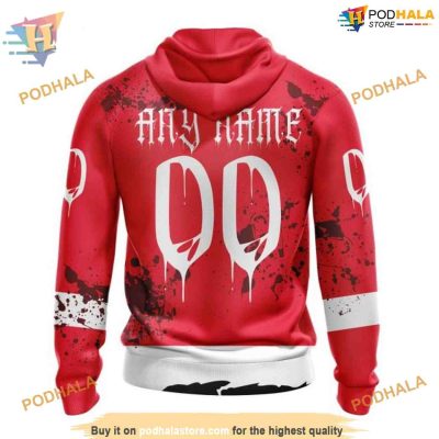 Custom Design Jersey With Your Ribs For Halloween NHL Detroit Red Wings Hoodie 3D