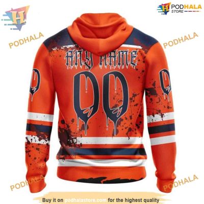 Custom Design Jersey With Your Ribs For Halloween NHL Edmonton Oilers Hoodie 3D
