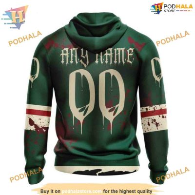Custom Design Jersey With Your Ribs For Halloween NHL Minnesota Wild Hoodie 3D