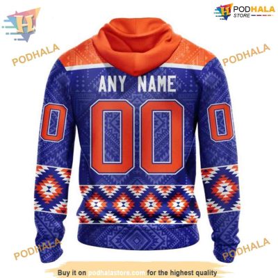 Custom Design Native Pattern NHL Edmonton Oilers Hoodie 3D