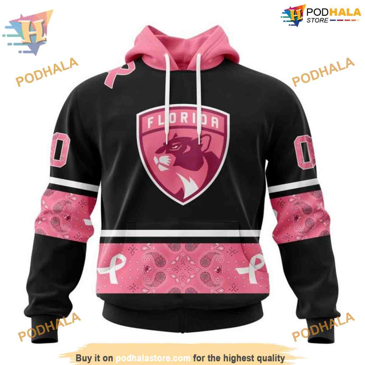 Custom Design PINK BREAST CANCER NHL Florida Panthers Hoodie 3D Custom Design PINK BREAST CANCER NHL Florida Panthers Hoodie 3D